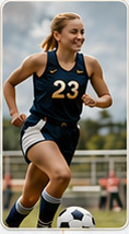 Student athlete playing soccer